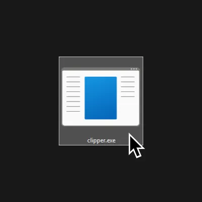 The clipper executable with a cursor over it.