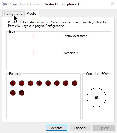 El panel de configuracion de la X-plorer. El cursor esta sobre 'Configuración'.