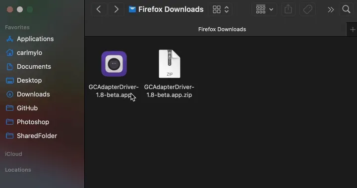 Dragging GCAdapterDriver to the Applications folder.