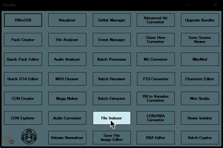 Nautilus' main screen. A cursor hovers over 'File Indexer'.