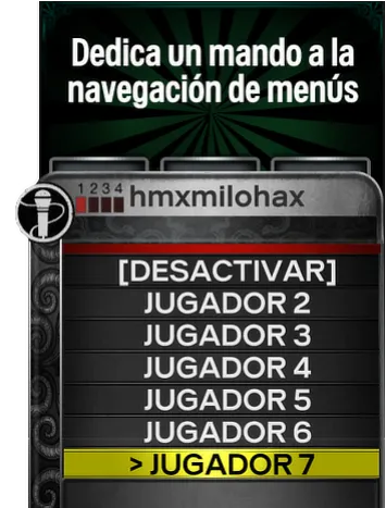 El menú de mando de navegación dentro de los menús de Rock Band 3.