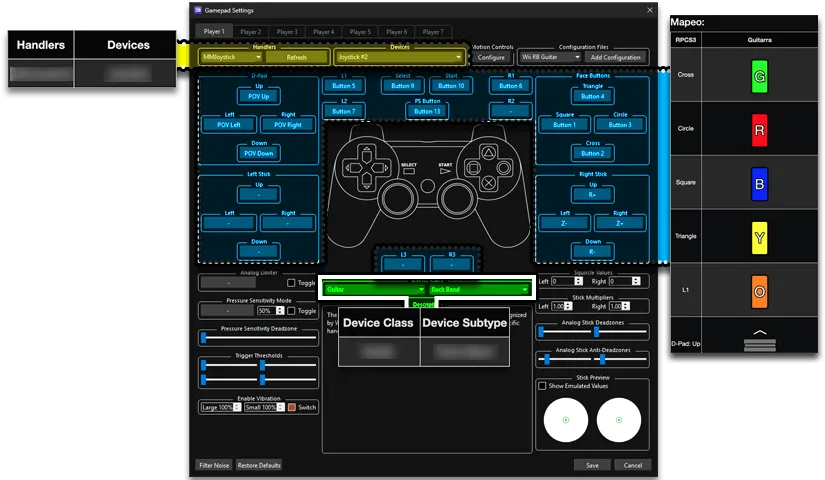 The instrument page being used as a as a mapping reference for RPCS3.