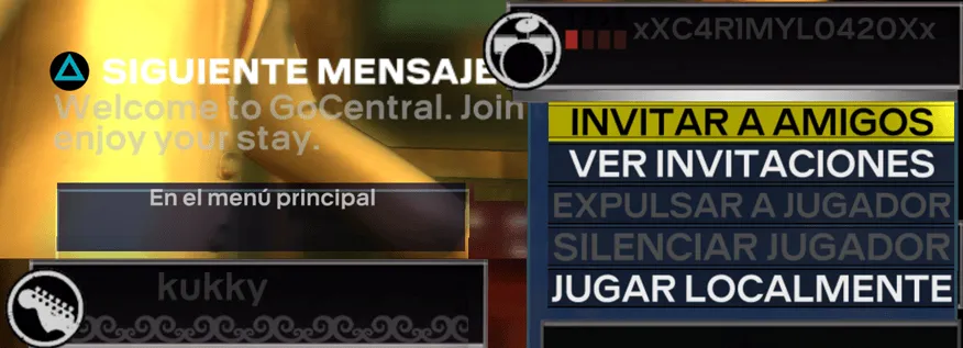 Rock Band 3 dentro de una partida, esperando en el menú principal.