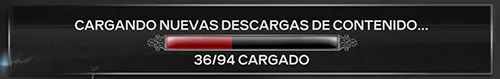 Rock Band 3 cargando descargas de contenido. Esta cargando 94 paquetes.