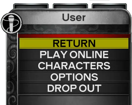 Rock Band 3's menu, showing the username set to the default 'User.'