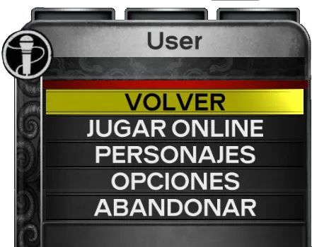Una captura de Rock Band 3, con el nombre del usuario siendo 'User'.