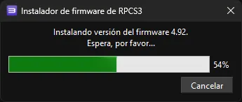 El instalador del software del sistema de RPCS3 después de una instalación exitosa del software del sistema y los módulos LLE.