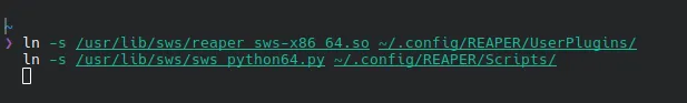 A terminal creating a symbolic link from the 'usr/lib' folder to the '~/.config' folder.