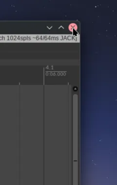 A cursor over REAPER's exit button.