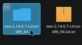 SWS's extracted download folder with a cursor hovering over it.