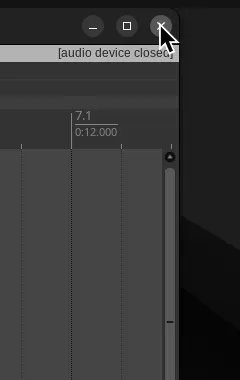 A cursor over REAPER's exit button.