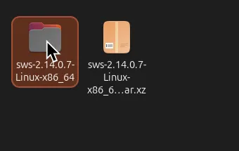 SWS's extracted download folder with a cursor hovering over it.