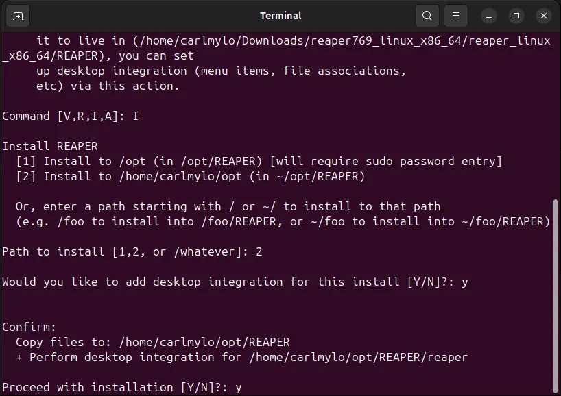 A continuation of the REAPER install script. It asks the user all of the bits brought up above.