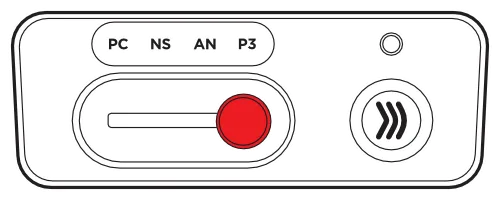 The platform selector on a CRKD Les Paul. It is set to 'P3'.
