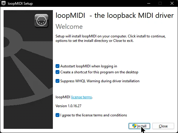 loopMIDI's installer.