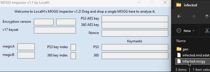 Dragging a 'mogg' file into MOGG Inspector.