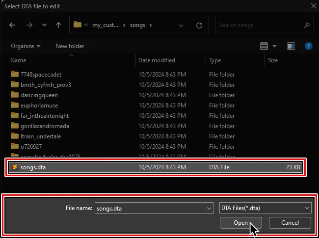A file browser window. 'dev_hdd0' is selected and the cursor is over 'Open'.