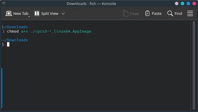 A terminal with a chmod command ready to go.