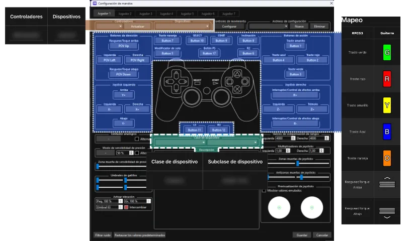 The instrument page being used as a as a mapping reference for RPCS3.