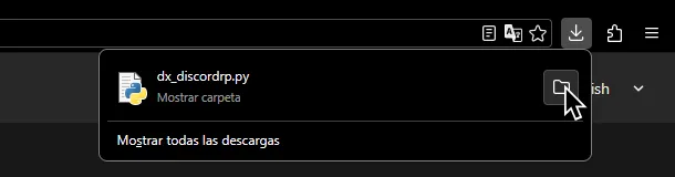 dx_discordrp.py en la bandeja de descargas.