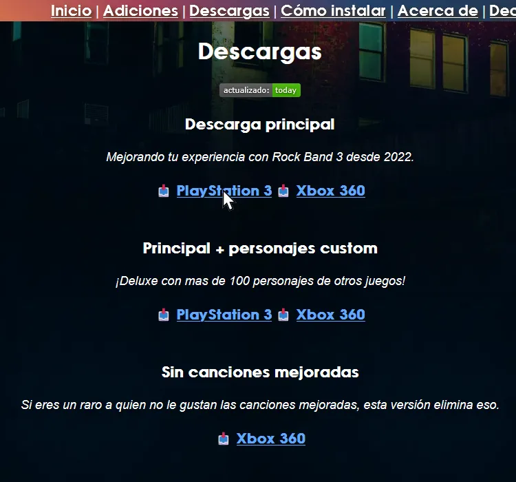 La carpeta .zip de Rock Band 3 Deluxe en la bandeja de descarga de Edge.