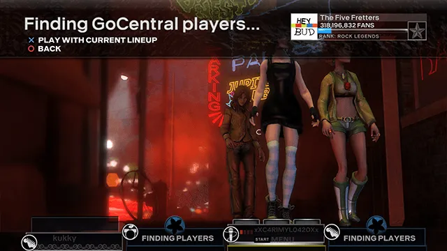 Rock Band 3 in a multiplayer lobby.