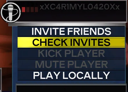 Rock Band 3 with 'Invite Friends' selected.
