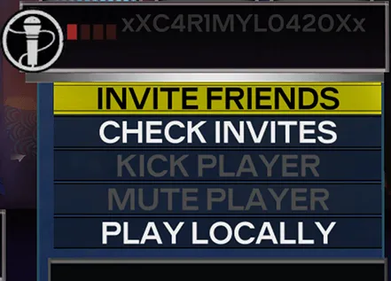 Rock Band 3 with 'Invite Friends' selected.