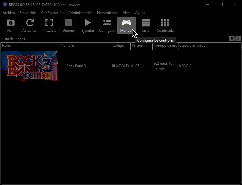 The Pads menu in RPCS3.