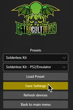 RCM Programming Tool. The cursor is hovering over 'Save Settings'.