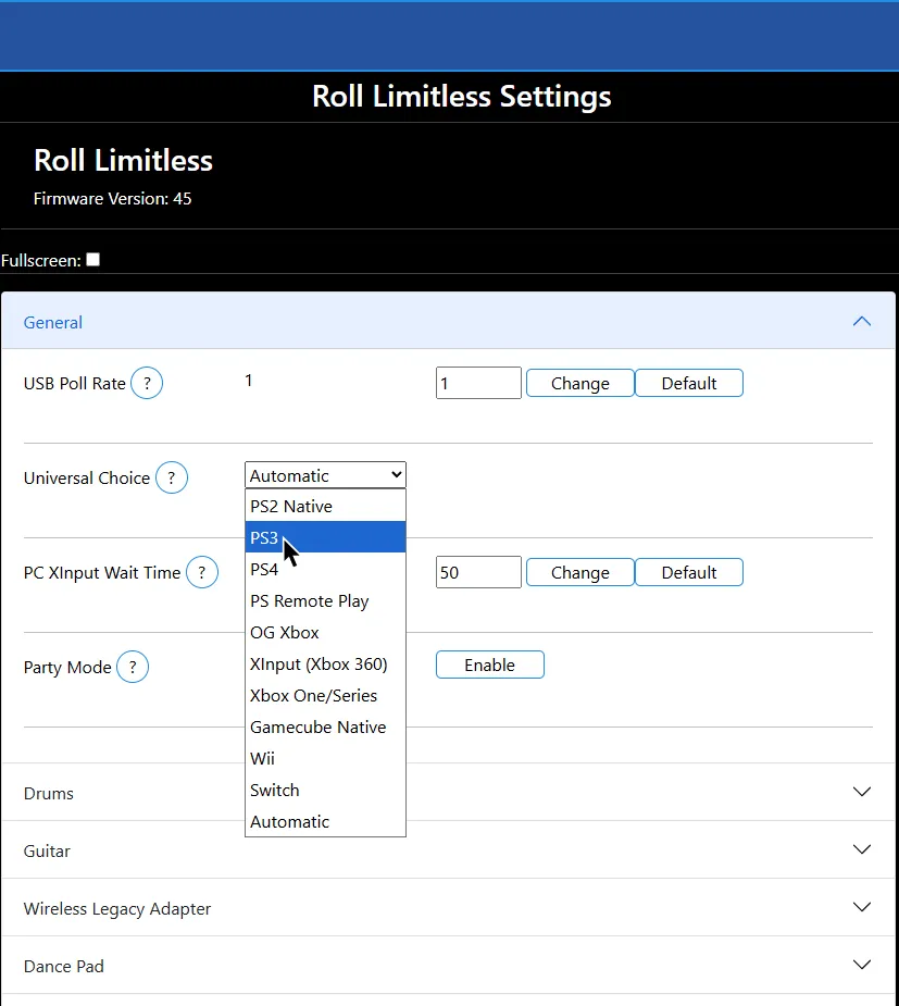 A Roll Limitless adapter, showing the start button circled in red.
