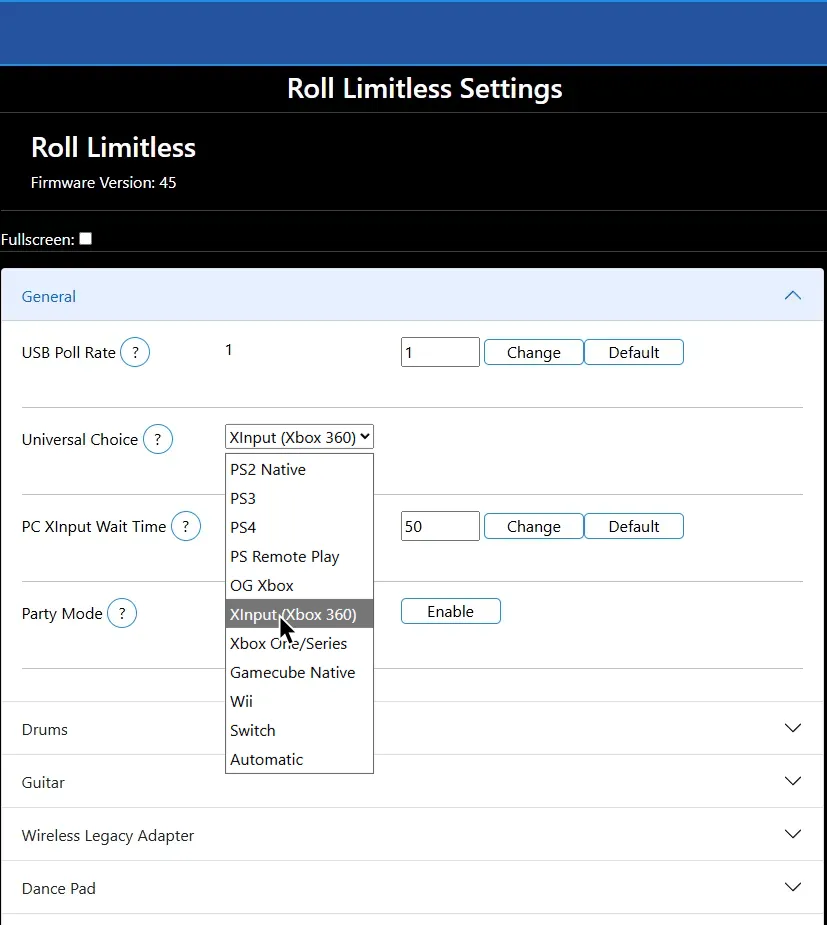 A Roll Limitless adapter, showing the start button circled in red.