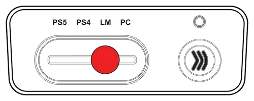 El selector de plataforma de la Les Paul. Esta puesto en la posición de 'PC'.