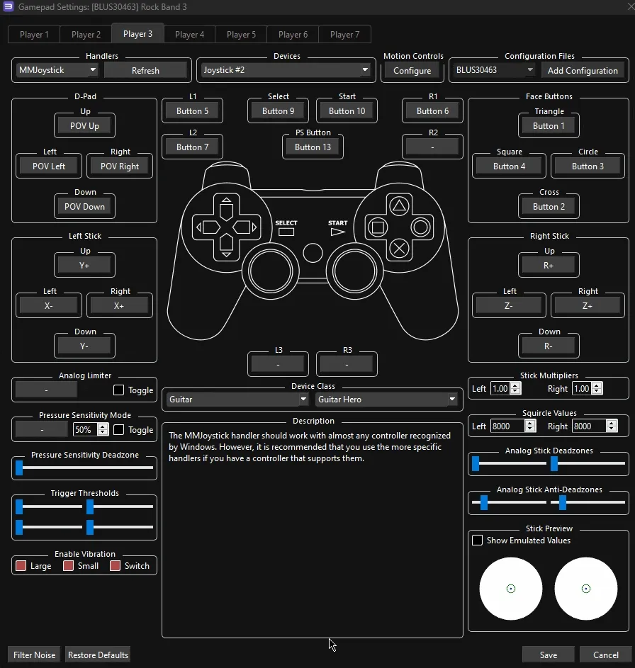 An animation of RPCS3's Gamepad Configuration. L2 button is being unbound.