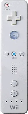 A Wii Remote with the 1 and 2 buttons being highlighted.